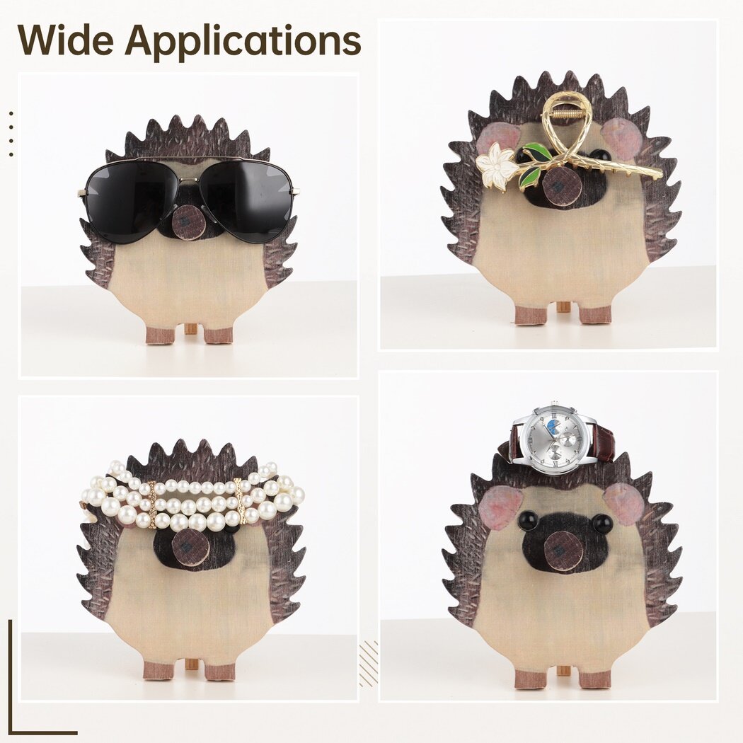 Wooden Hedgehog Glasses Holder, Creative Pet Eyeglasses Holder, Cute Handmade Wooden Glasses Frame for Home, Office, Desk, and Nightstand, Handmade Sunglasses Display Stand