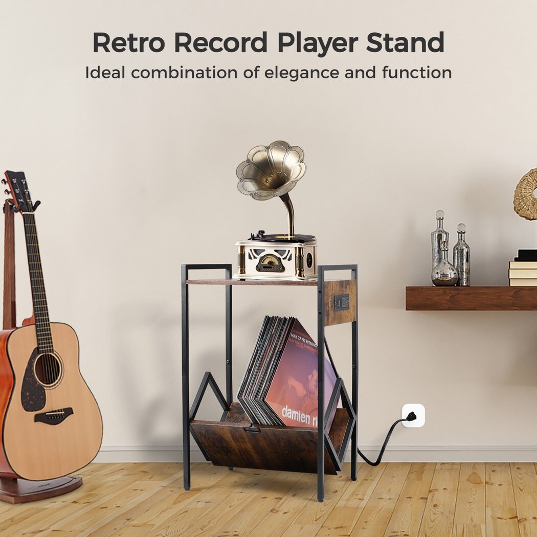 Record Player Stand, Vinyl Record Rack, Movable Vinyl Storage Holder, Decor for Bedroom Living Room, Organize Album Book Magazine, Files