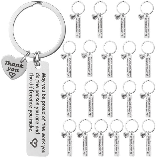 20 Pcs Thank You Gifts Keychains, Appreciation Stainless Steel Keychains for Women Men Employee, May You Be Proud of the Work You Do Keychains for Employee Coworker Teacher