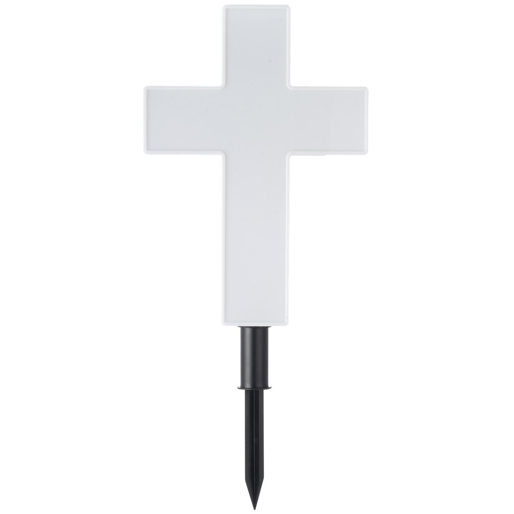 Solar-powered Cross Light, Grave Marker Cemetery Decoration, White LED Light Cross, Garden Stake Light, Outdoor Peaceful Decorative Lamp for Yards, Gardens, Patios