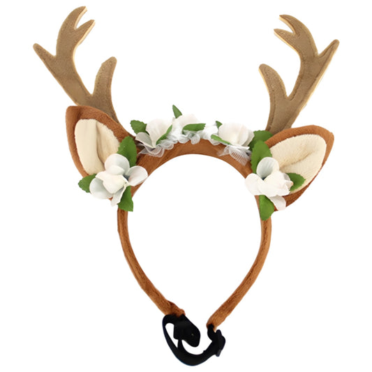 Pet Reindeer Antler Headband for Christmas, Plush Deer Antlers for Dogs and Cats, Holiday Pet Costume, Festive Pet Accessories, Adjustable Christmas Pet Headwear for Small Medium Large Pets