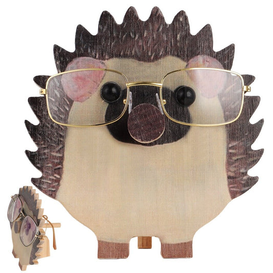 Wooden Hedgehog Glasses Holder, Creative Pet Eyeglasses Holder, Cute Handmade Wooden Glasses Frame for Home, Office, Desk, and Nightstand, Handmade Sunglasses Display Stand