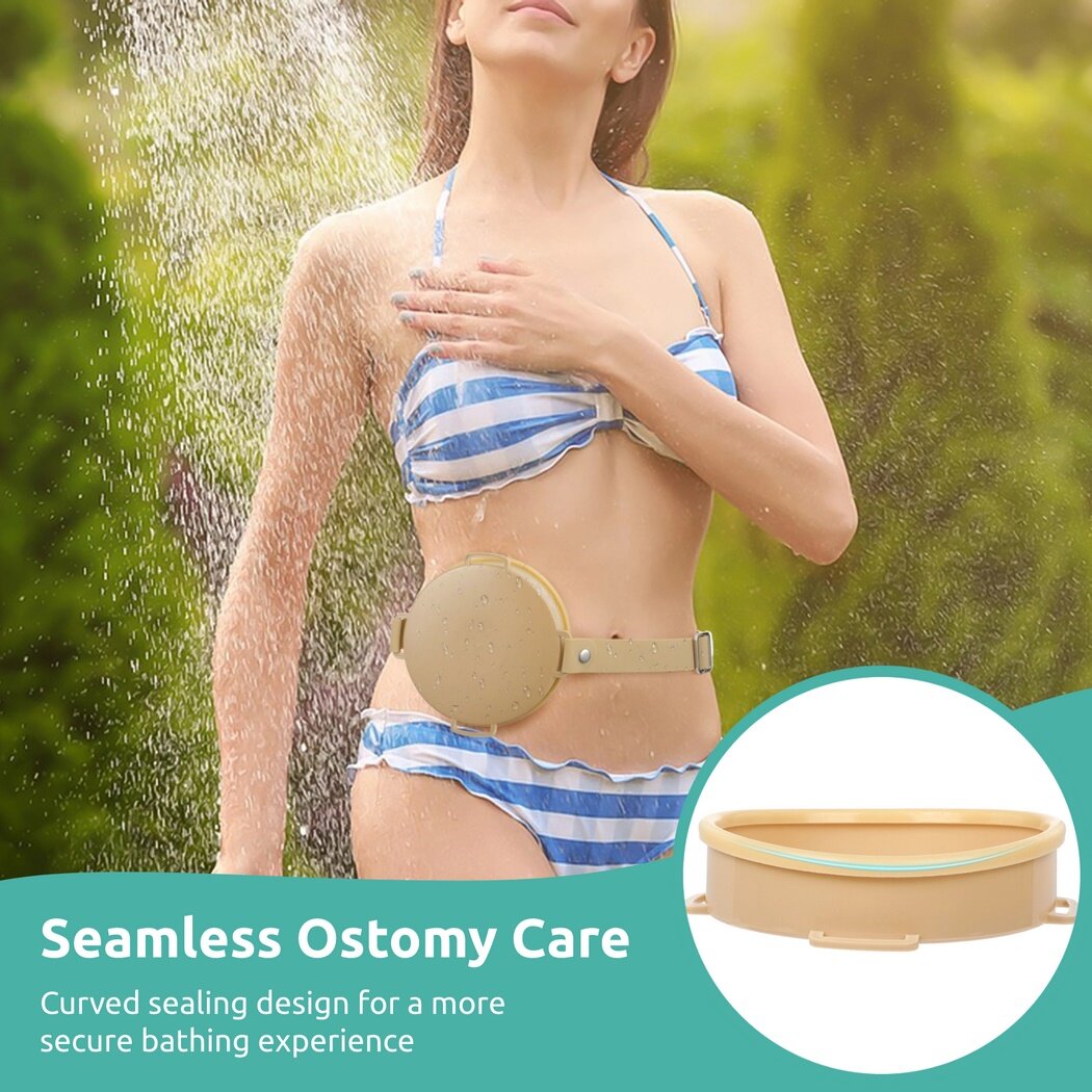 Ostomy Shower Cover, Stoma Ostomy Waterproof Bath Cover, Shower Cover for Ostomy Bag, Ostomy Shower Wound Protector, Stoma Shower Cover Cup with Adjustable Belt