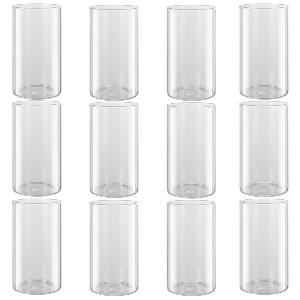 12 PCS Cylinder Glass Vases, Clear Flower Glass Vase, Hurricane Candle Holder for Pillar, Dining Table Centerpiece Decoration, Wedding Party Centerpiece, Home Decor for Tabletops