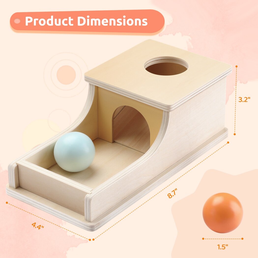 Montessori Toys, Montessori Object Permanence Box with Tray Three Balls, Traveling Educational Montessori Toys for 6-12 Month Infant 1-3 Year Old Babies Toddlers