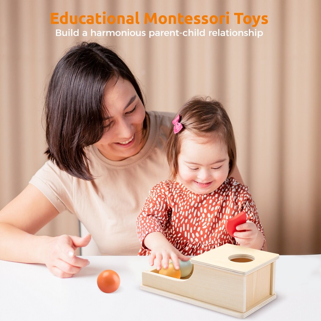 Montessori Toys, Montessori Object Permanence Box with Tray Three Balls, Traveling Educational Montessori Toys for 6-12 Month Infant 1-3 Year Old Babies Toddlers