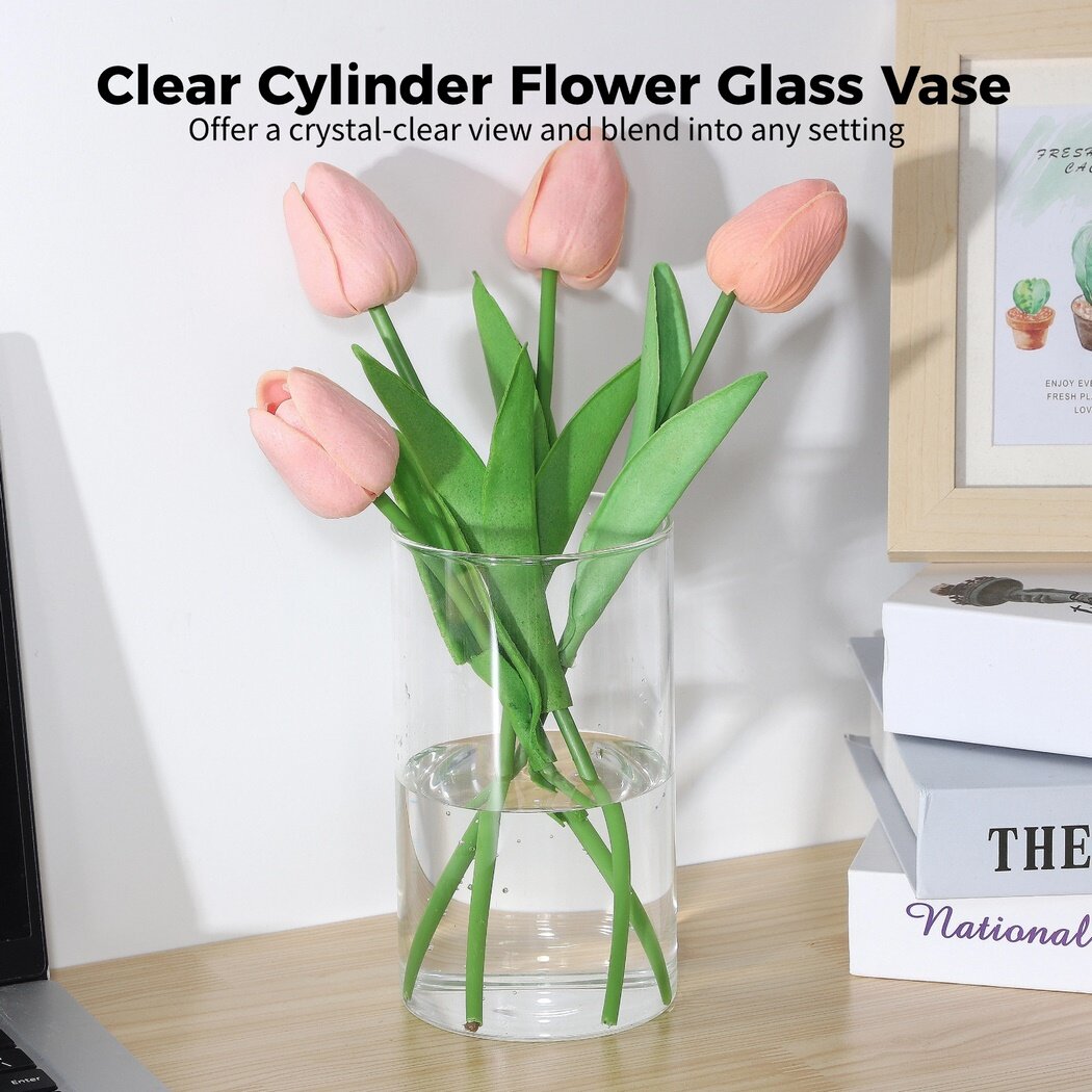 12 PCS Cylinder Glass Vases, Clear Flower Glass Vase, Hurricane Candle Holder for Pillar, Dining Table Centerpiece Decoration, Wedding Party Centerpiece, Home Decor for Tabletops