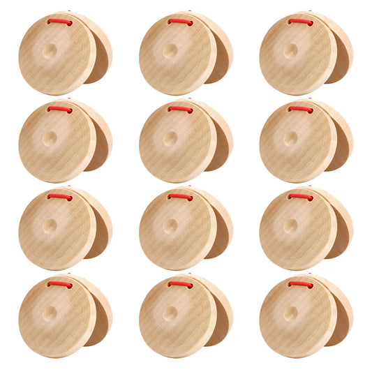 12PCS Kids Finger Castanets DIY Wooden Musical Instrument Percussion Instrument